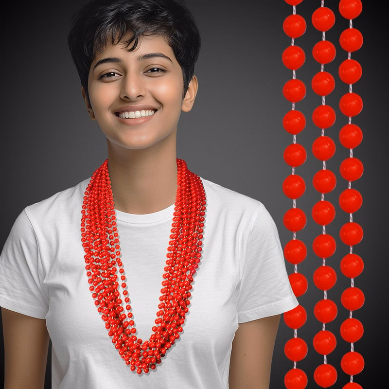 Solid Red Beaded Necklace