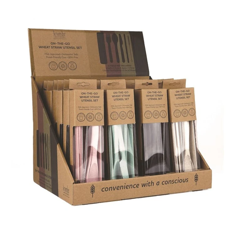 On-The-Go Wheat Straw Utensil Sets - 4 Colors Eco-Friendly 1