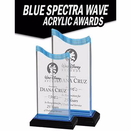 Acrylic: 7x3x1" Spectra Wave Blue Award