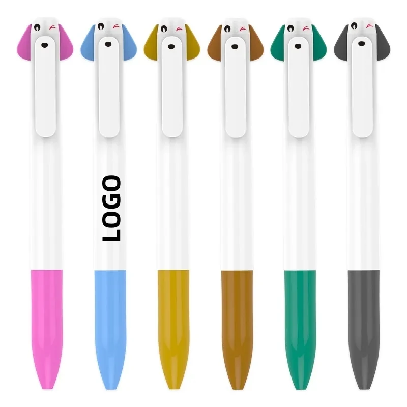 Cute Puppy Two-color Plastic Stretchable Ballpoint Pen 1