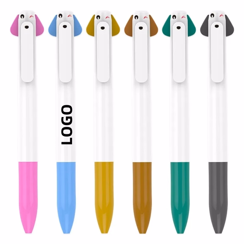 Cute Puppy Two-color Plastic Stretchable Ballpoint Pen