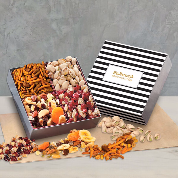 Gift Box with Gourmet Treats with Stripes Sleeve