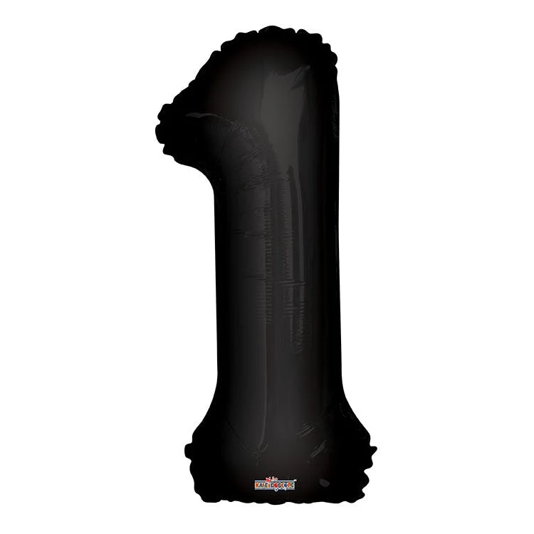 Mylar Number 1 Balloons - Black 34" 1