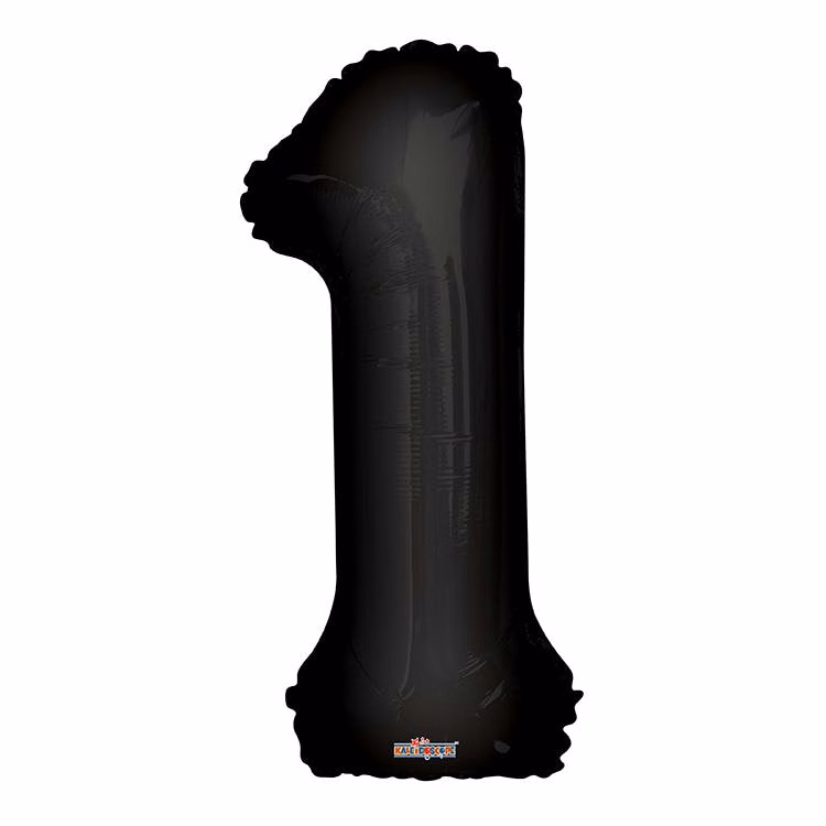 Mylar Number 1 Balloons - Black 34"