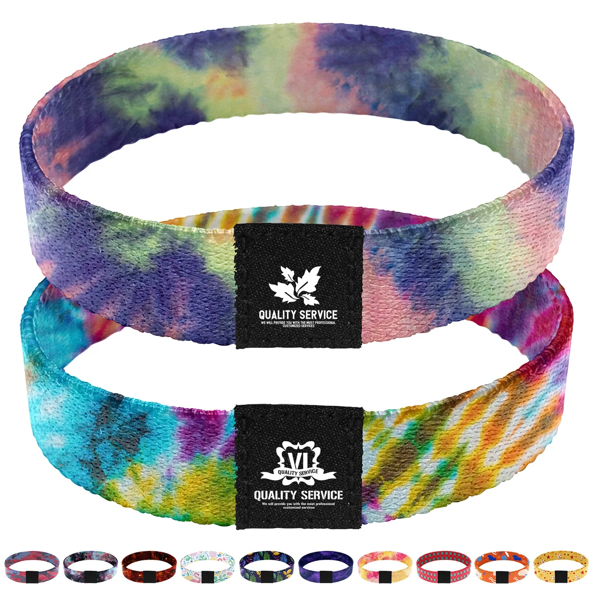 5/8'' Sublimation Elastic Polyester Wristband With Woven Label 1