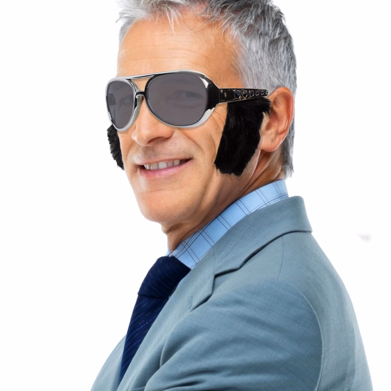 Silver Glasses with Sideburns