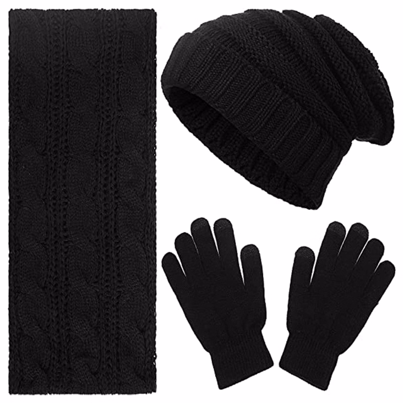 Patch Knit Beanie Set