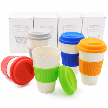 Bamboo Fiber Reusable Travel Coffee Cup 300ml