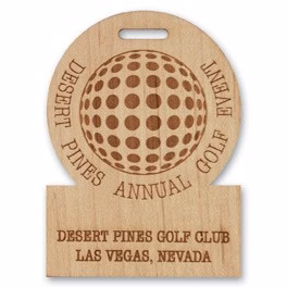 USA Made Wood Event, Golf Bag Tags, Custom shape w/ Natural Cotton Cord (6-10 Sq. In)