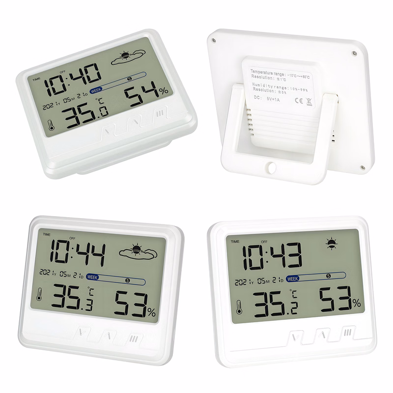 Digital LCD Weather Station with Indoor Temperature Humidity Alarm Clock Calendar Forecast