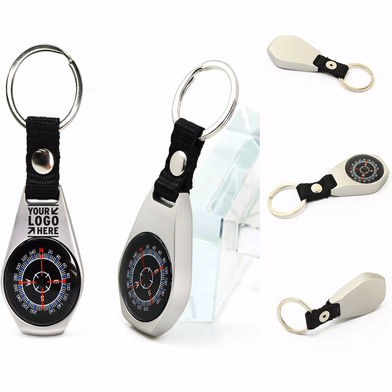 2 Pack Waterproof Key Ring Military Survival Magnetic Mini Metal Keychain Pocket Compass Equipment
