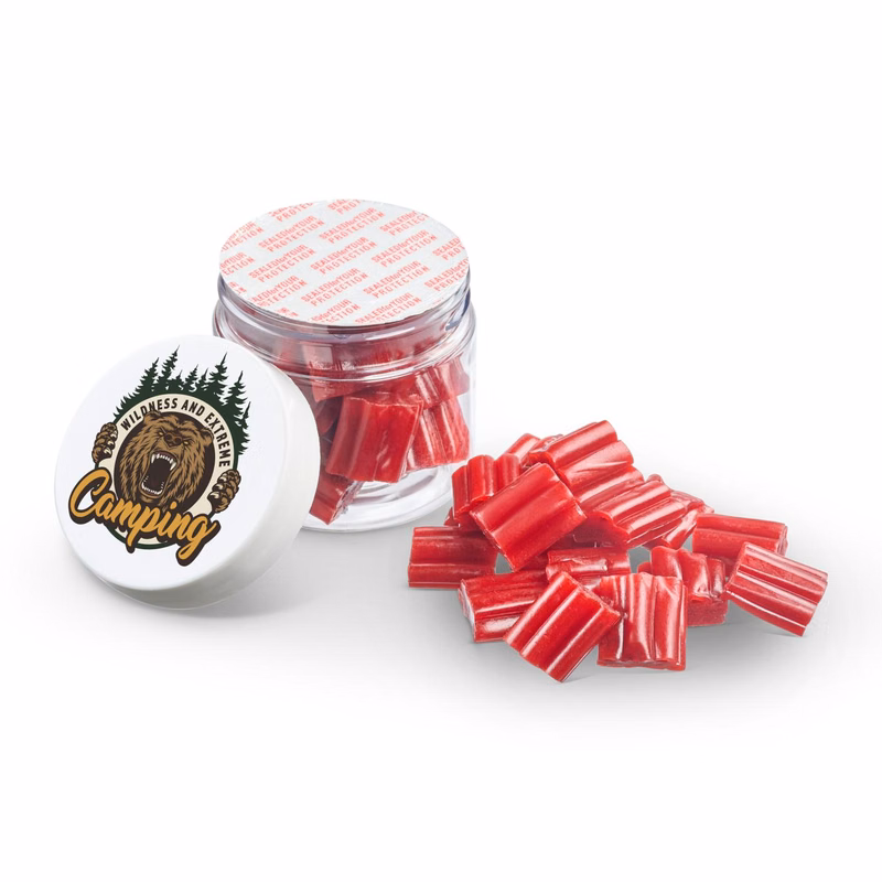 2 OZ JAR OF MINI STRAWBERRY LICORICE BITES
