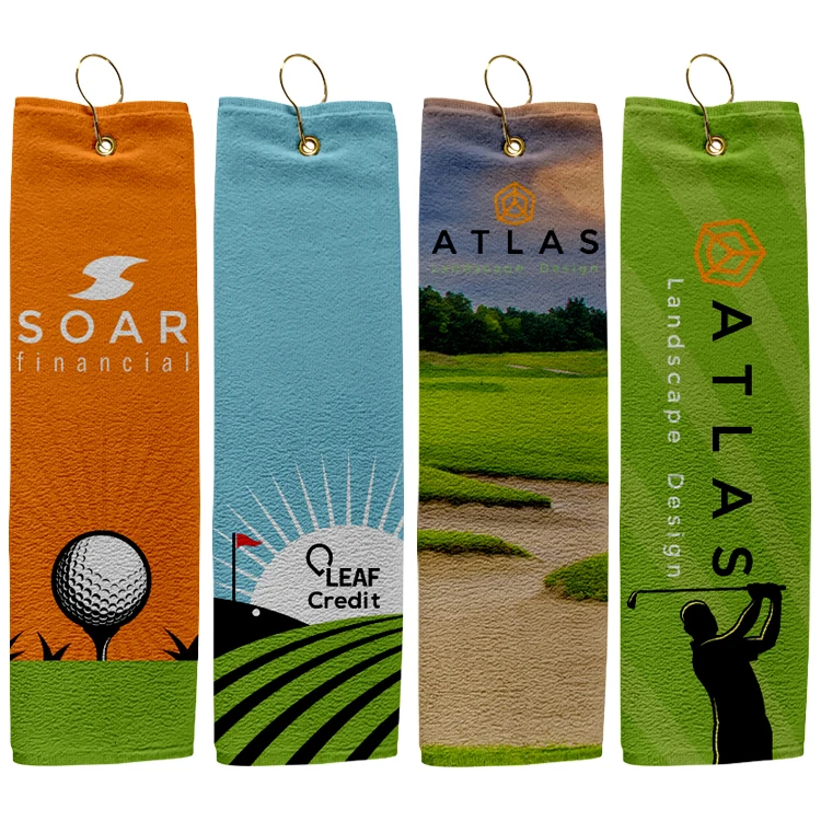 Medium Custom Full Color Grommeted Tri-Fold Golf Towel 1