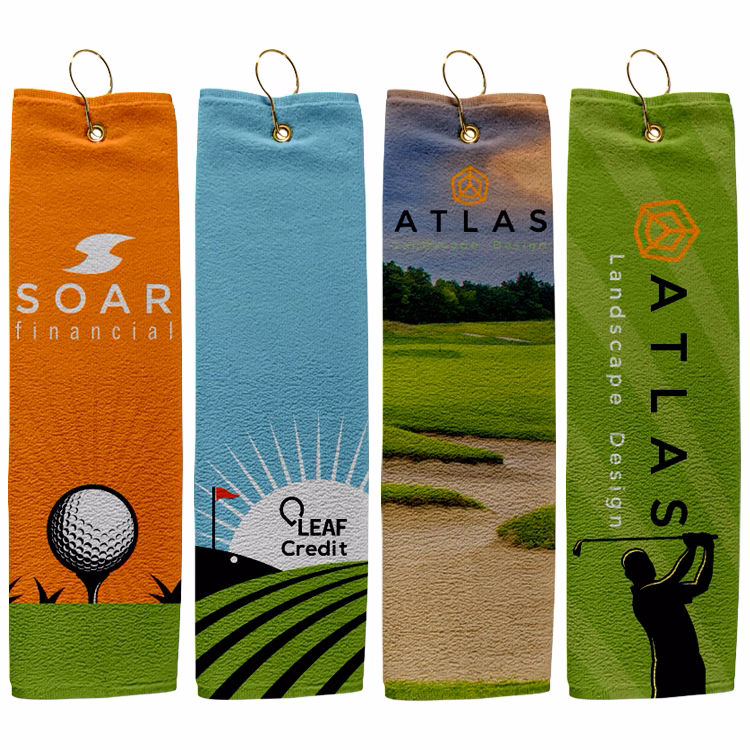 Medium Custom Full Color Grommeted Tri-Fold Golf Towel