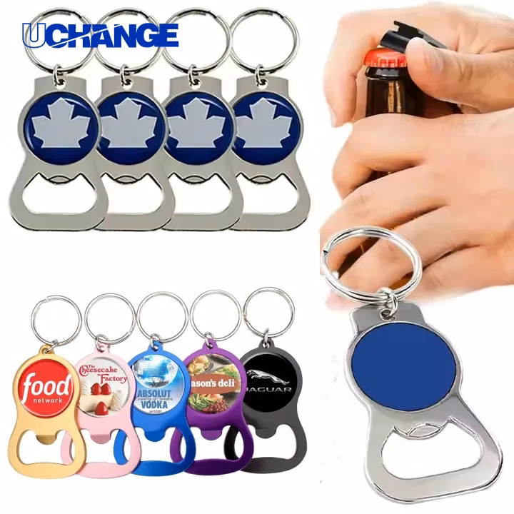 Round Metal Bottle Opener Keychain Classic Design