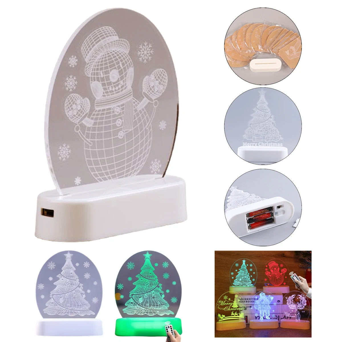 3D Color Remote Control Christmas LED Night Light 1