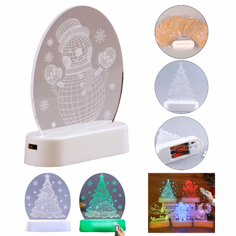 3D Color Remote Control Christmas LED Night Light