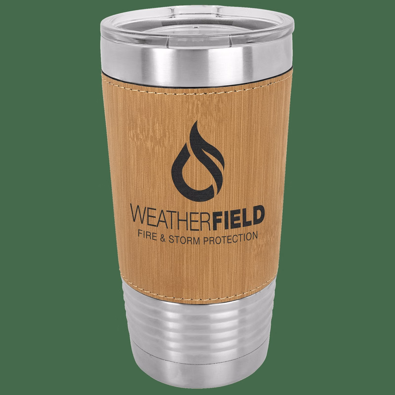 Polar Camel 20 oz. Bamboo Leatherette Polar Camel Tumbler with Clear Lid