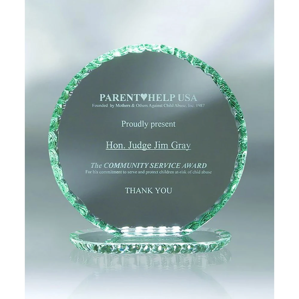 Jade Crystal Pearl Edge RoundAward, Size Medium 1