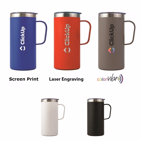20 Oz. SipTek Powder Coated Mug w/Clear Slid Lid