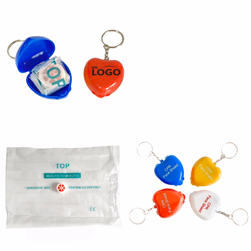 CPR Breathing Mask Heart-Shaped Plastic Box
