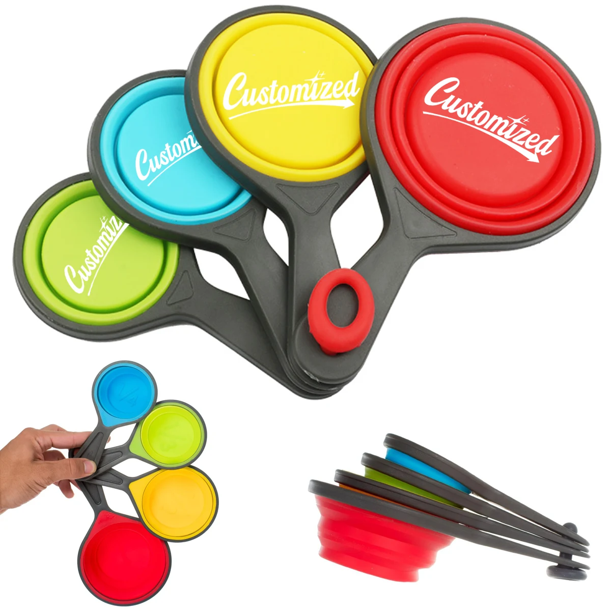 Collapsible Silicone Measuring Cups and Spoons Set 1