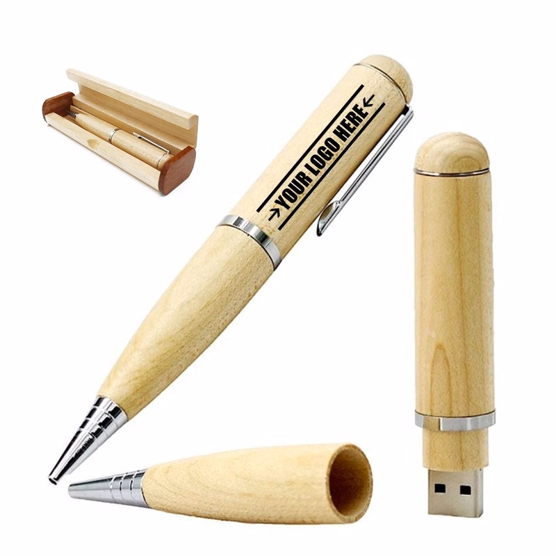 Wooden Pen With 4 Gb Usb Flash Drives