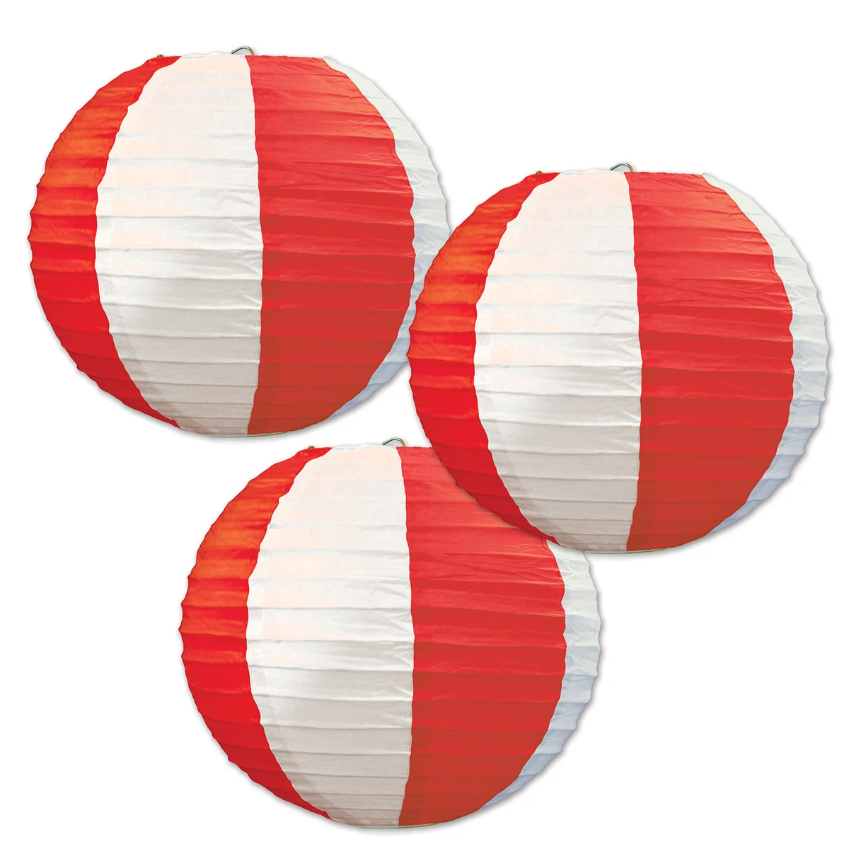 Red & White Stripes Paper Lanterns 1