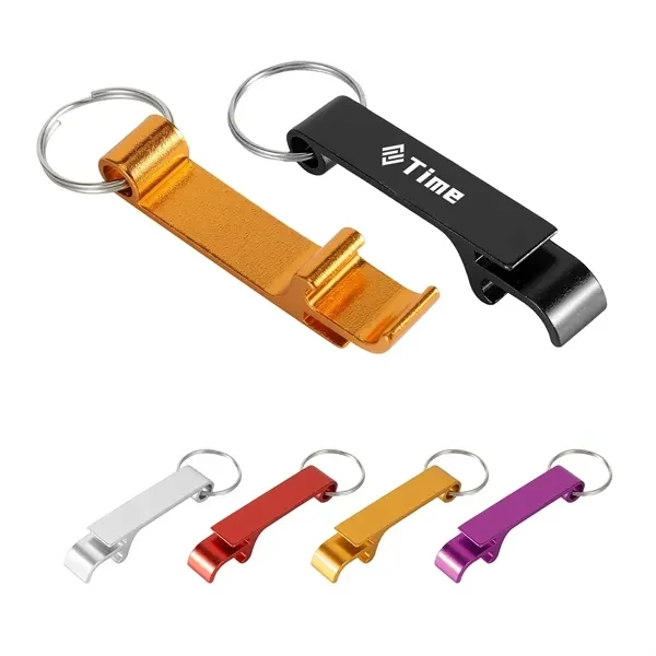 Custom Compact Aluminum Bottle Opener Keychain with Split Ring — Beverage Promo 1