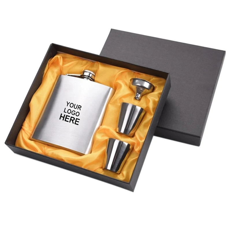 7Oz Stainless Steel Wine Flask, custom water bottle with logo imprint 1
