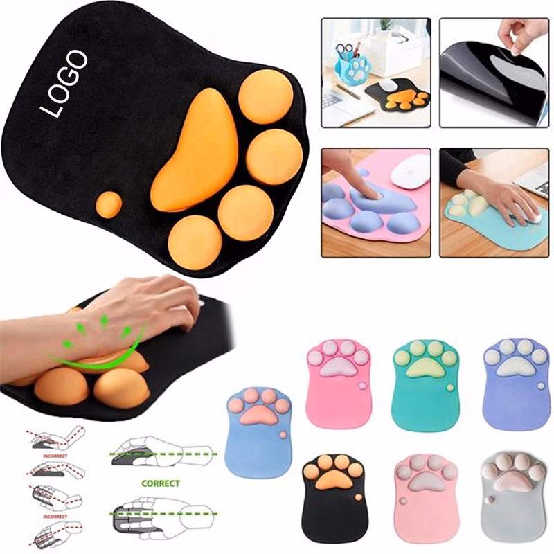 3D Cat Paw Mouse Pad With Soft Silicone Wrist Rest