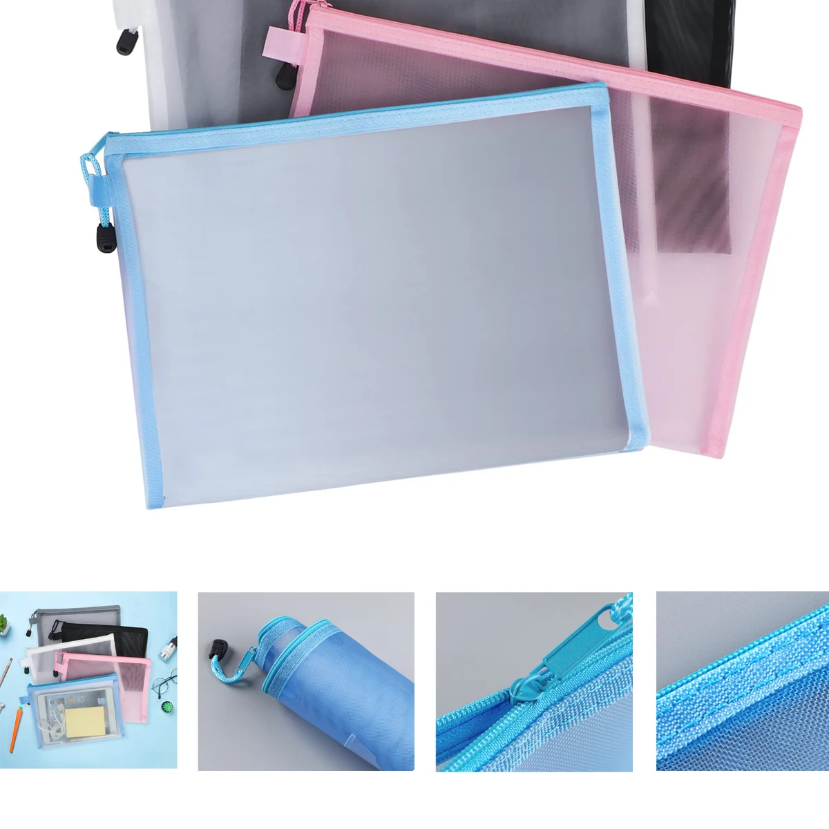 A5 Size Mesh Zipper Pouch Document Bag 1