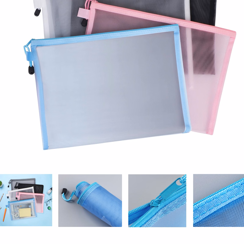 A5 Size Mesh Zipper Pouch Document Bag