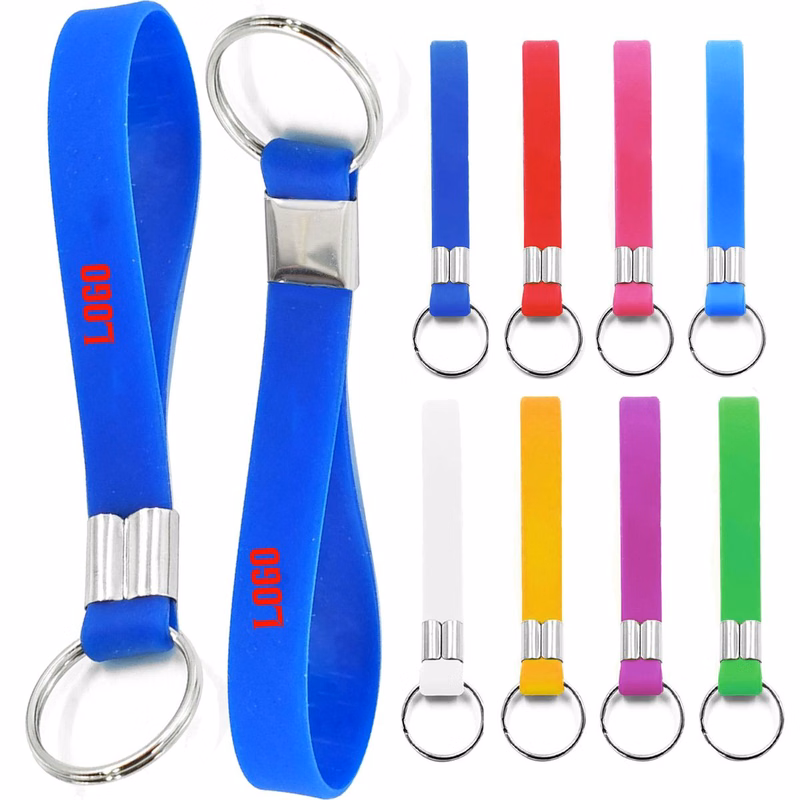 Solid Color Silicone Wristband Keychain