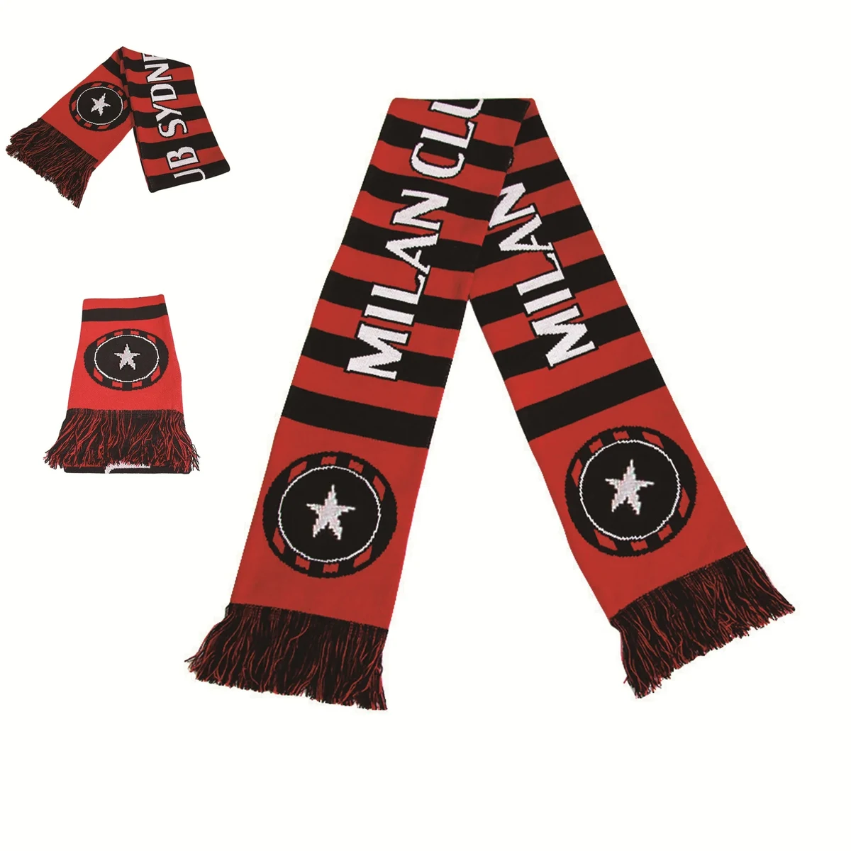 Double-Sided Stadium Knit Jacquard Scarf With Fringe 1