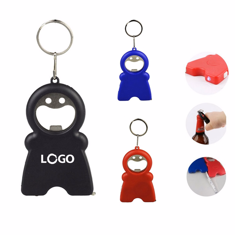 4-In-1 Keychain With Bottle Opener, Flashlight, Tape Measure