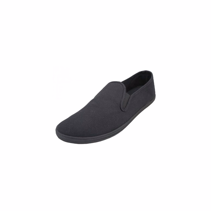 Men's Slip-On Canvas Shoes - Black Sizes 7-13