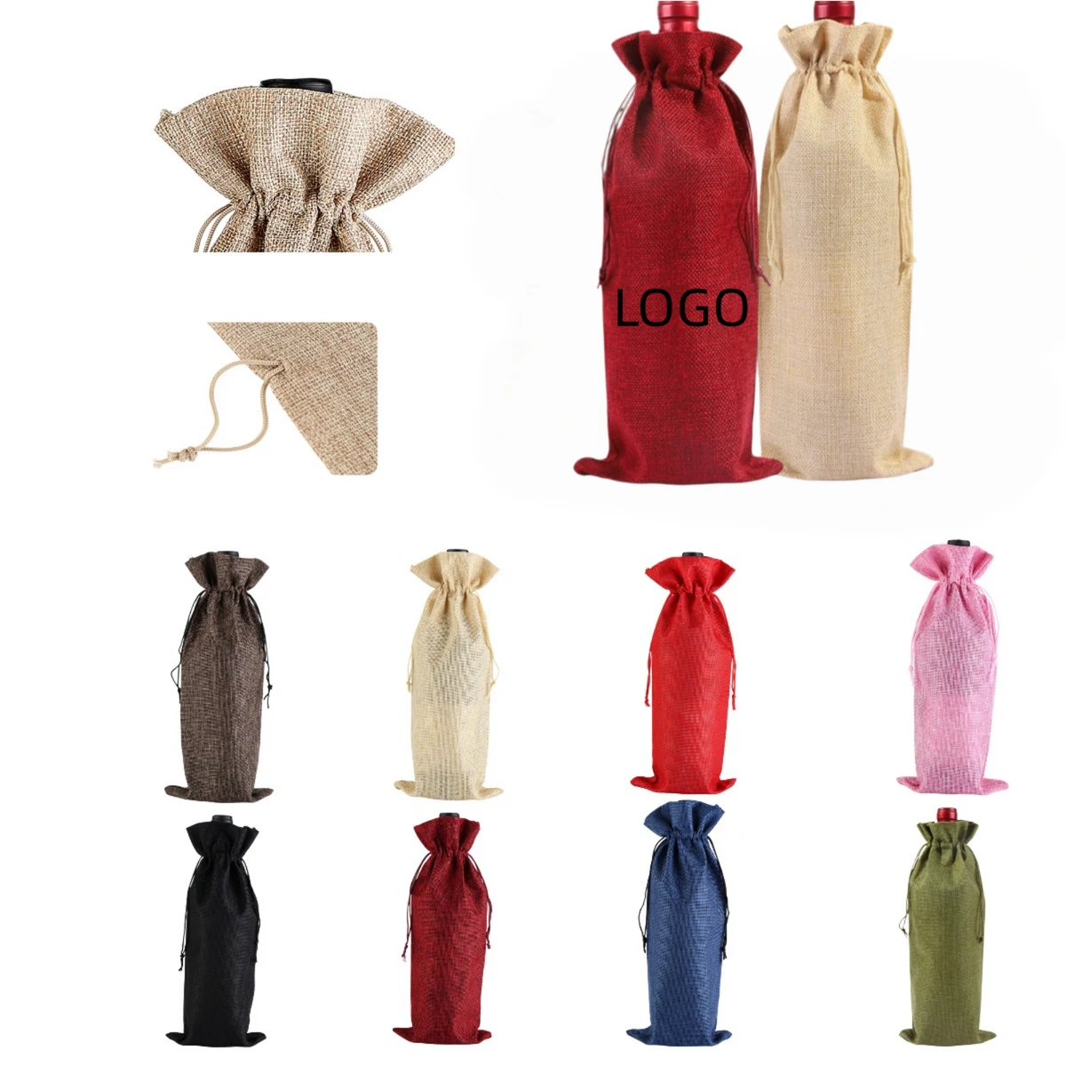 Burlap Wine Bottle Bag 1