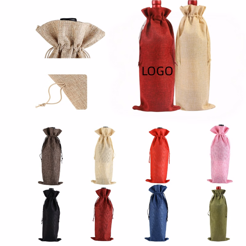 Burlap Wine Bottle Bag