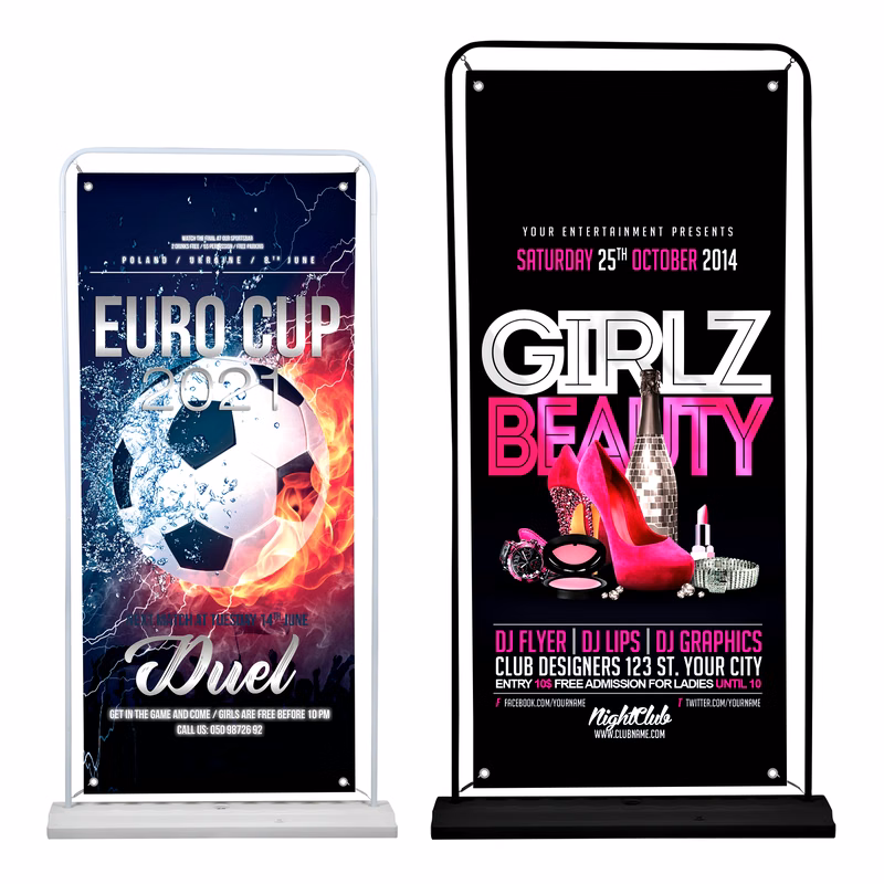 71" L × 31.5" W Single Sided Retractable Banner Stand