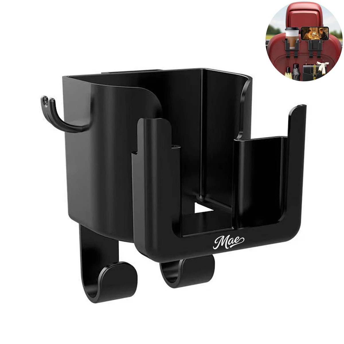Car Back Seat Phone Stand Cup Holder w/ Hook 1