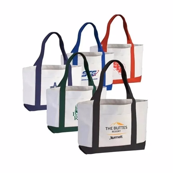 Custom 16 oz Cotton Canvas Tote Bag with Front Pocket & Zip Closure — Eco Shopper