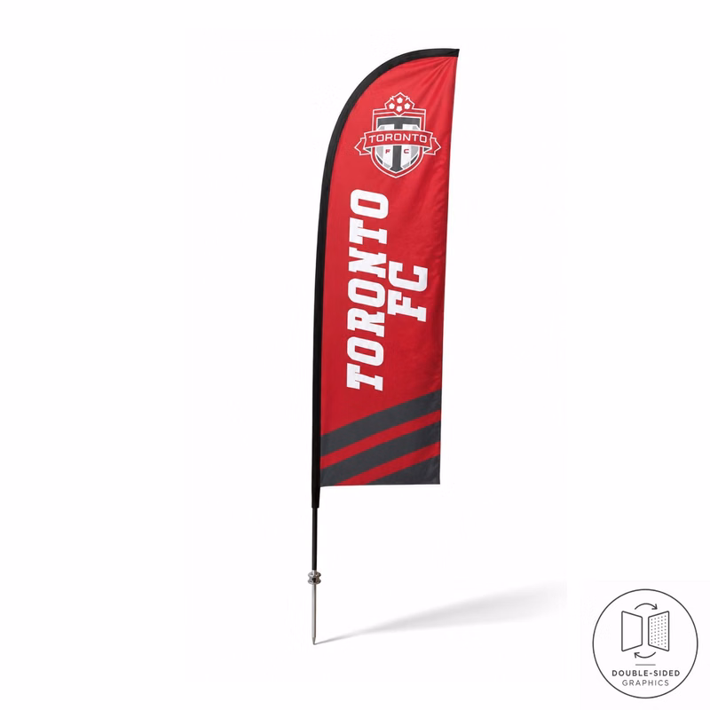 8.5' X-Small Feather Flag Kit, Full Color Graphics Double Sided, Outdoor Spike base and Bag Included
