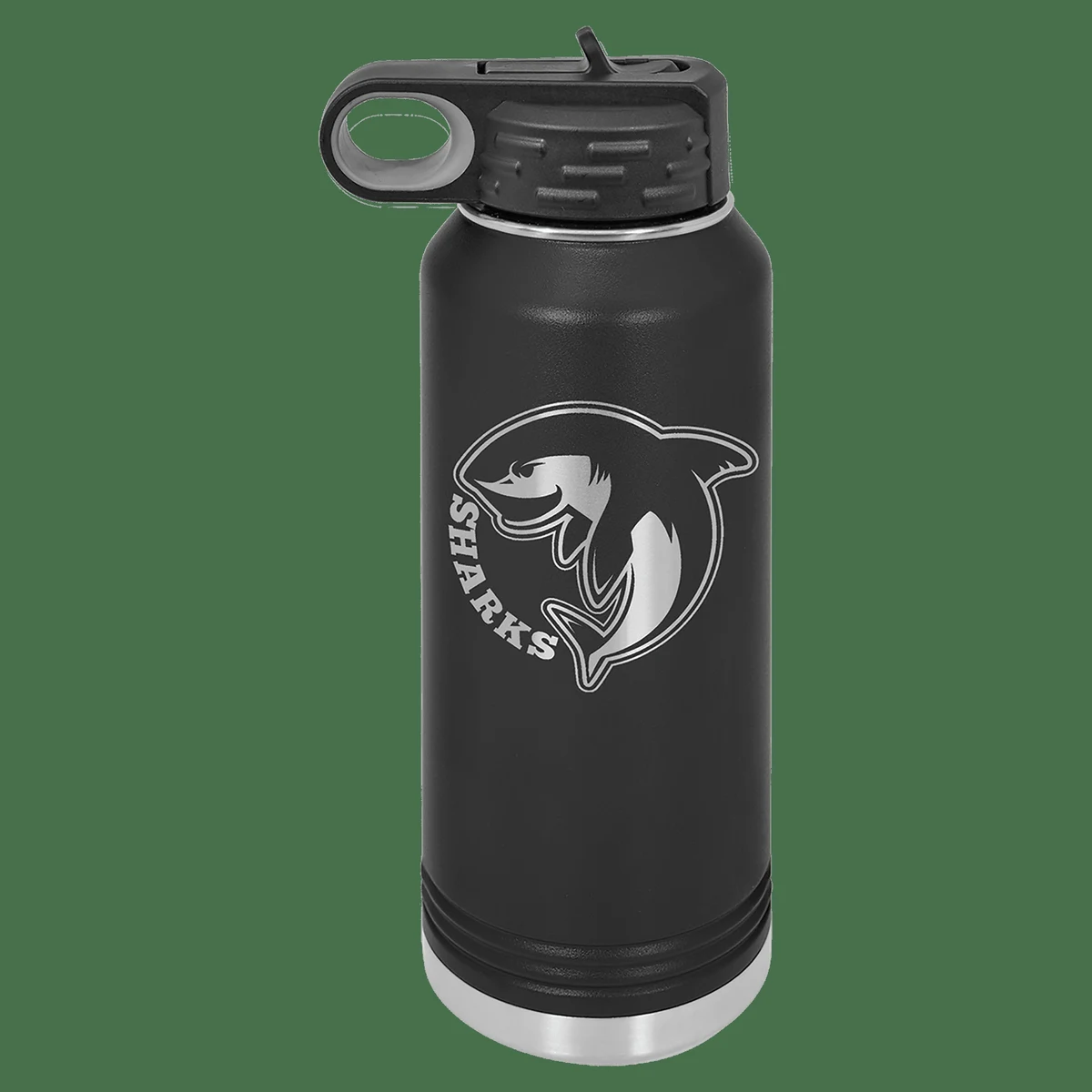 32 oz. Black Powder Coated Laser Engraved Polar Camel Water Bottles, custom water bottle with logo imprint 1