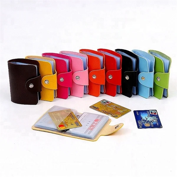 Custom 4x3 PU Leather Credit Card Wallet — 24-Page Business Card Organizer 1