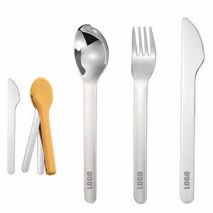 3 In 1 Stainless Steel Flatware Set Fork Knife Spoon With Silicone Pouch