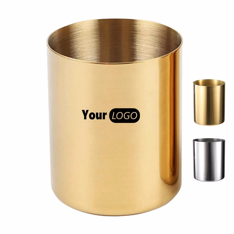 Gold Stainless Steel Pen Holder Cup