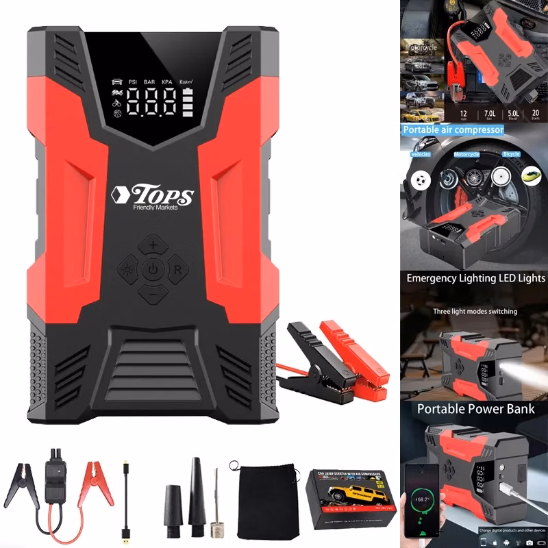 Multifunctional Jump Starter w/ Digital Auto Tire Inflator