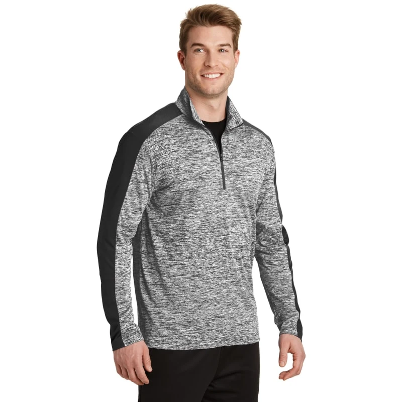 Sport-Tek PosiCharge Electric Heather Colorblock 1/4-Zip Pullover., custom hoodie or sweatshirt with logo imprint 1