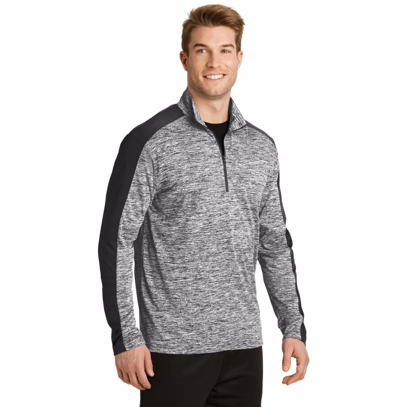 Sport-Tek PosiCharge Electric Heather Colorblock 1/4-Zip Pullover.